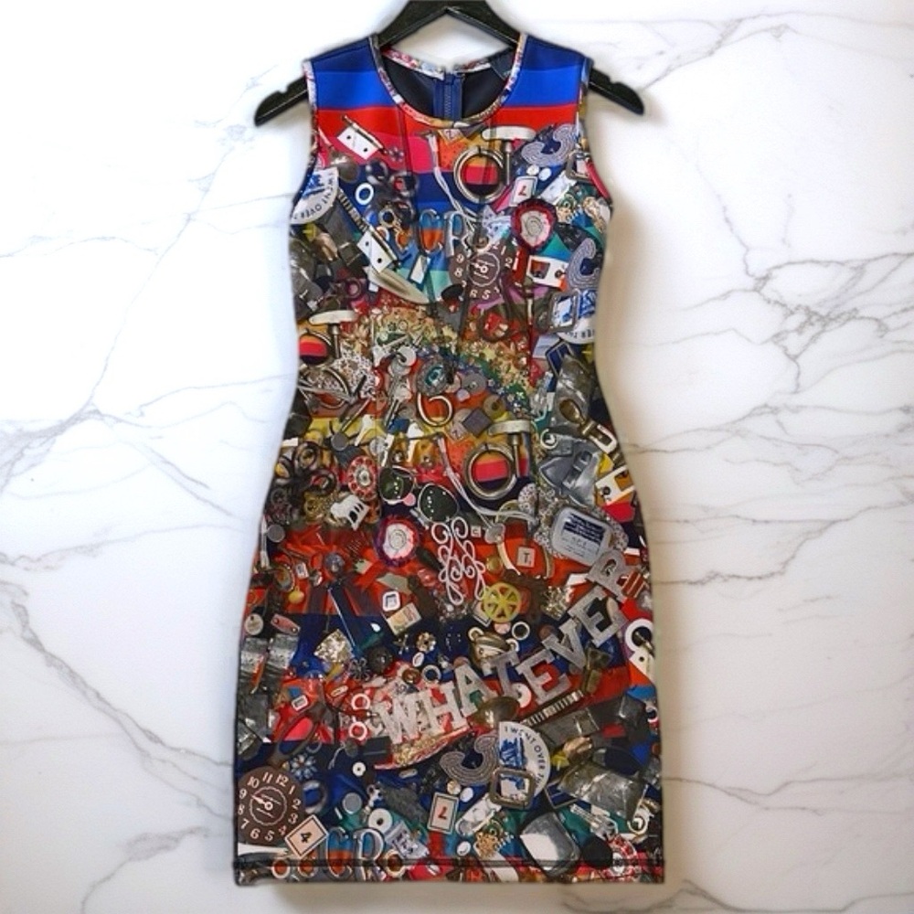 Cynthia Rowley Bodycon Bonded Shift Dress Sleeveless Statement Skuba Dress